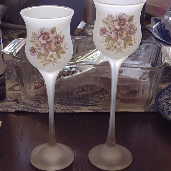 Frosted Floral Candle Holders PartyLite Shabby Chi - Picture 3 of 6
